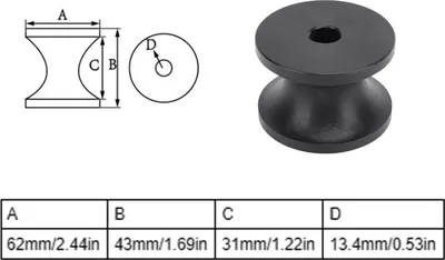 Imagen del producto de 2 rodillos para remolque de embarcaciones, fabricados en nylon , que reducen la resistencia al aire, con dimensiones de 6,2 x 4,2 cm, duraderos y con un excelente rendimiento, ideales para embarcaciones de rescate de yates