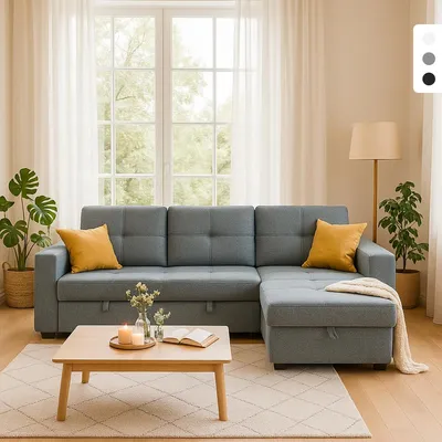 Produktbild von Schlafsofa 3 Plätze mit USB-C Staufach Buchregal Civis - Dunkel Grau