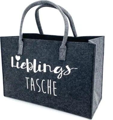 Produktbild von heimtexland ® Allzweck Filztasche Shopper Tasche Tragetasche Filz Einkaufstasche Einkaufskorb XL Shopping Bag Henkeltasche Typ717 Lieblingstasche Anthrazit