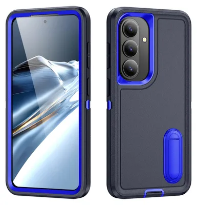 Produktbild von Hülle für Samsung Galaxy S26+ Hybrid Dreilagige Robust Stoßfest Schwerlast Schutzhülle mit Ständer Dunkelblau