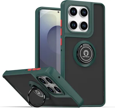 Immagine prodotto di Custodia per Motorola Edge 60/Edge 60 Fusion traslucida opaca in TPU con supporto ad anello e supporto verde scuro