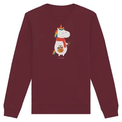 Produktbild von Mr. & Mrs. Panda Rundhals Pullover Einhorn Pilz Größe XL - Burgundy - Geschenk, Spruch, Unicorn, Sweater, Baumwoll Sweatshirt, Pulli, Pilze, Motivation, Einhörner