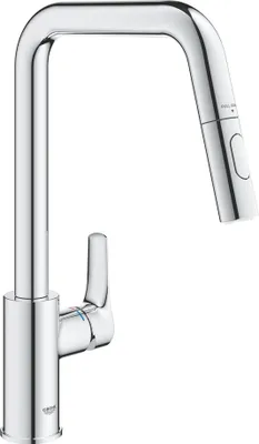 Immagine prodotto di GROHE Eurosmart Mitigeur monocommandé pour évier, saillie 221mm, orientable, douchette Dual extractible, 30619000, 30619000