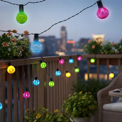 Immagine prodotto di 3.07 Catena luminosa solare con 20 lampadine - Lunghezza circa 570 cm - Illuminazione LED per feste - Colore: multicolore