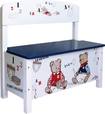 Produktbild von roba Truhenbank 'Teddy College', Kindersitzbank, Aufbewahrung von Spielzeug, weiß bedruckt