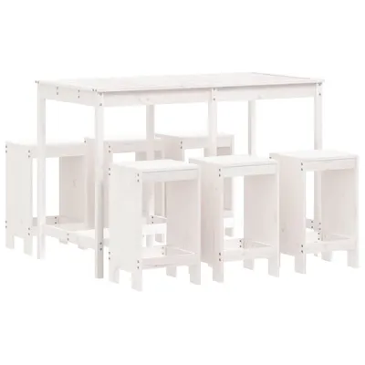 Produktbild von vidaXL 7-tlg. Gartenbar-Set Weiß Massivholz Kiefer