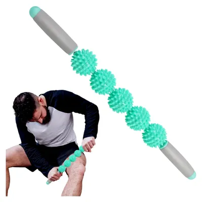 Produktbild von Massage Roller Stick | Massagerolle für Körper und Muskeln | Igelball Massageroller mit Griff für Beine, Nacken, Rücken und Schultern