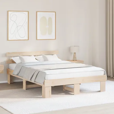 Produktbild von Desgin Bettgestell mit Kopfteil 140x200 cm Massivholz Kiefer - Klassische Betten 872440