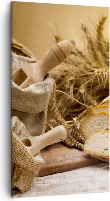 Produktbild von Bild auf Leinwand - Leinwandbild - Brot Essen Holz - 45x80cm - Wand Bild - Wanddeko - Wandbilder - Leinwanddruck - Bilder - Kunstdruck - Wanddekoration - Leinwand bilder - Wandkunst - PA45x80-2398