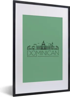 Produktbild von MuchoWow® MuchoWow® Gerahmtes Poster Skyline der Dominikanischen Republik" auf grünem Hintergrund 40x60 cm - Poster mit zchwarzem Bilderrahmen - Poster in Rahmen