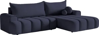 Produktbild von Selsey DANDELINO - Ecksofa mit Schlaffunktion, Stauraum und Samtbezug, marineblau, rechts