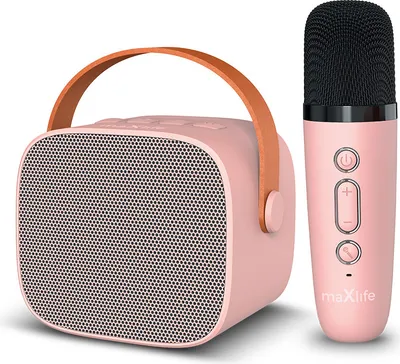 Produktbild von MaxLife Karaoke Maschine MXKS-100 Rose Tragbarer Bluetooth Lautsprecher mit Drahtlosem Mikrofon für Kinder Erwachsene Karaokemaschinen Elektronisches Spielzeug, Geburtstag Geschenke Party