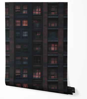 Produktbild von Vliestapete Dunkle Stadt Gebäude Fenster Architektur Wandtapete Wohnzimmer Schlafzimmer Küche Flur Modern Loft Industrial Design Abwaschbar UV-beständige Tapete 5m x 0.5m