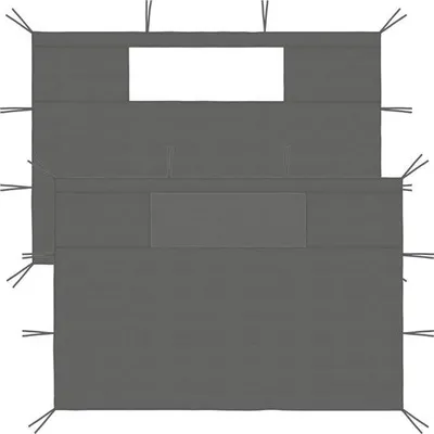 Zdjęcie produktu dla Ścianki boczne do altanki ogrodowej z oknami – 2 sztuki – uniwersalne – 410 x 210 cm i 280 x 210 cm – szaro-czarne