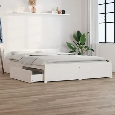 Produktbild von The Living Store Bett mit Schubladen Weiß 135x190 cm