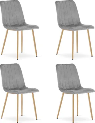 Productafbeelding van Lavasofa met lichtgrijze fluwelen bekleding en beukenkleurige poten (set van 4)