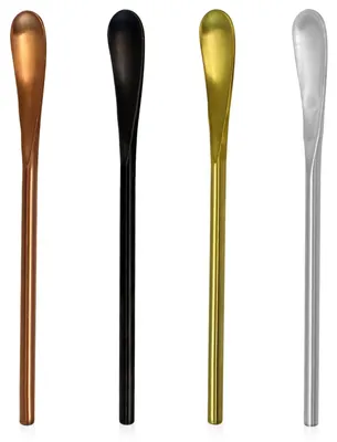 4 Rührlöffel aus Edelstahl, 15 cm, kurz, wiederverwendbar
