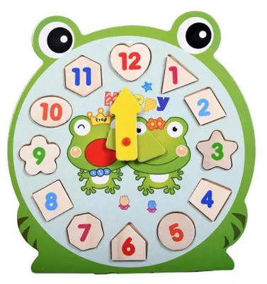 Produktbild von Steckpuzzle Uhr aus Holz Frosch