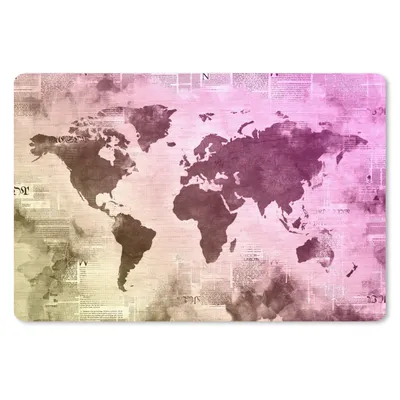Produktbild von MuchoWow® Schreibtischunterlage Weltkarte - Gelb - Lila 60x40 cm - XXL Mauspad - Großes Mauspad