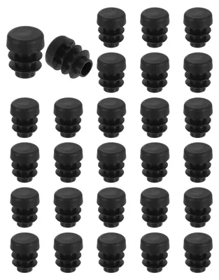 Produktbild von 28 Stück runde Kunststoff-Abdeckkappen für Möbel, schwarz, 12 mm