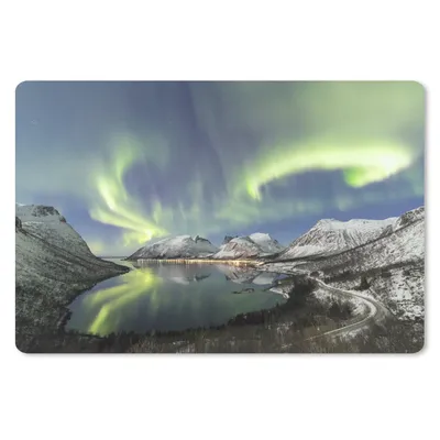 Produktbild von MuchoWow® Mauspad Mousepad Nordlichter - Meer - Berge 27x18 cm - Mousepads - Maus Mat - Pad - Mausunterlage - Büroartikel - Desk Matten