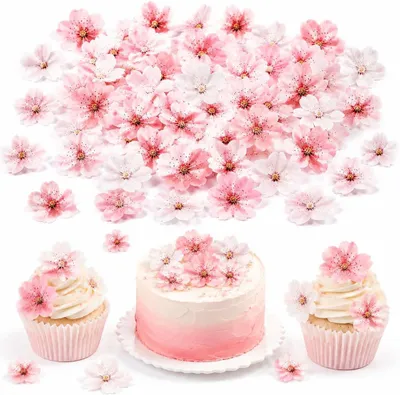 Produktbild von Essbare Blumentaarttoppers, 50 Stück, aus Reispapier, für Tortendekoration