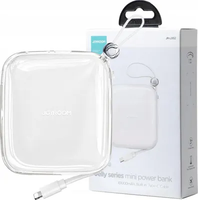 Image de Joyroom Powerbank 10000Mah Jelly Series 22.5W Avec Câble Lightning Intégré Blanc (Jr-L003)