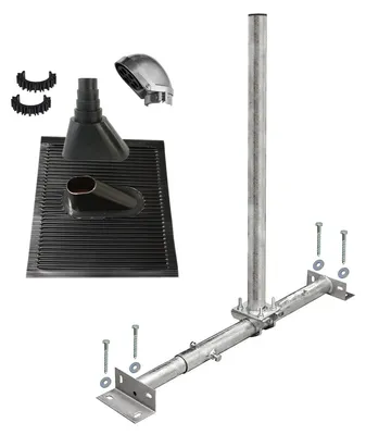 Produktbild von PremiumX X100-48F Dachsparrenmasthalter feuerverzinkt ALU-Ziegel Set schwarz