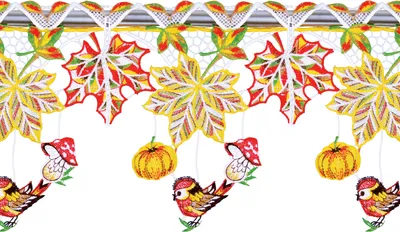 Produktbild von Stangendeko "Herbstblätter", Original Plauener Spitze, 80 cm / 5 Rapport