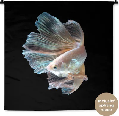 Produktbild von MuchoWow® Wandteppich Wandbehang Fisch - Schwanz - Schwarz 90x90 cm Tapisserie Dekoration Wandtuch - Wandaufhänger