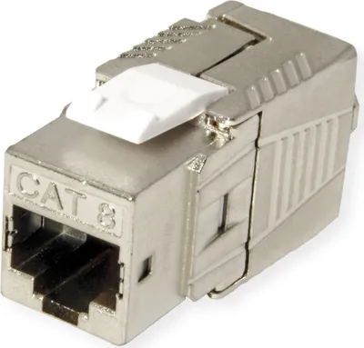 Produktbild von ROLINE Cat.8 (Class I) Keystone, geschirmt, werkzeuglos, silberfarben