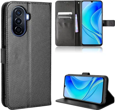 Produktbild von König Design Hülle kompatibel mit Huawei nova Y70 / nova Y70 Plus Kunstleder Handyhülle - Handy Case Schwarz