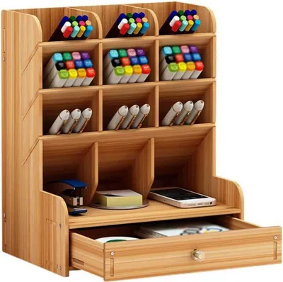 Produktbild von Welikera Organizer, Schreibtisch-Organizer aus Holz,multifunktionale Schublade, Schrein, Schreibtisch-Aufbewahrungsbox, Stifthalter, Kirschholz