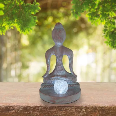Produktbild von GLOBO Solarleuchte Garten Buddha Glas Solarlampe Außen Außenleuchte Solar 33569