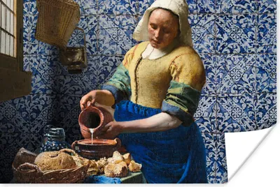 Produktbild von MuchoWow® Poster Milchmädchen - Delfter Blau - Vermeer - Gemälde - Alte Meister 120x80 cm - Bilder