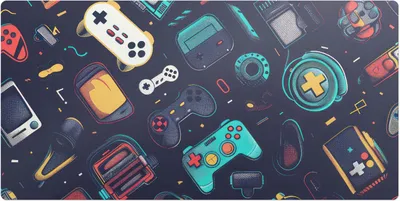 Obrázok produktu pre Retro Herné Vzory – Podložka na stôl – Kancelárska podložka na písací stôl – 100x50 cm – Veľká ochranná podložka – Pracovná podložka – Protišmyková podložka