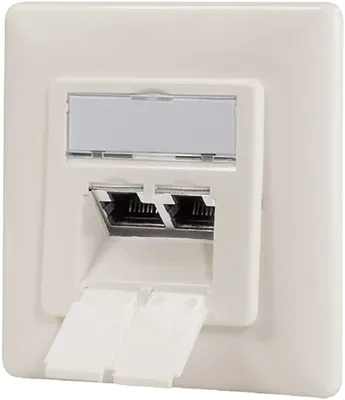 Obrázok produktu pre LogiLink NP0128 - Cat.6A Netzwerkdose UP 2x RJ45 geschirmt reinweiß