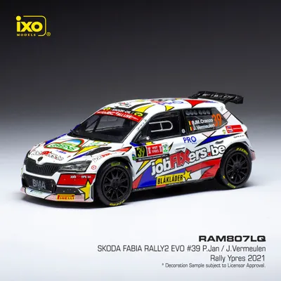 Immagine prodotto di Škoda Fabia Rally 2 EVO, No.39, jobfixers.be, Rally Ypres,Cracco - IXO 1:43