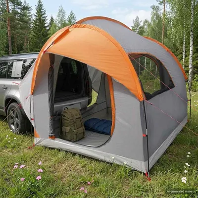 Immagine prodotto di Tenda per auto con tetto grigio e arancione, dimensioni 239 x 210 x 210 cm