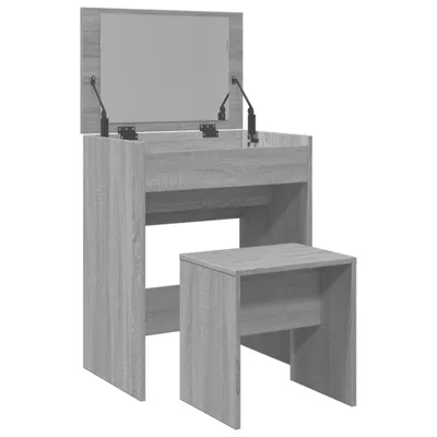 Produktbild von Möbel Schminktisch mit Hocker Grau Sonoma 60x40x113,5 cm - Schminktische 848218