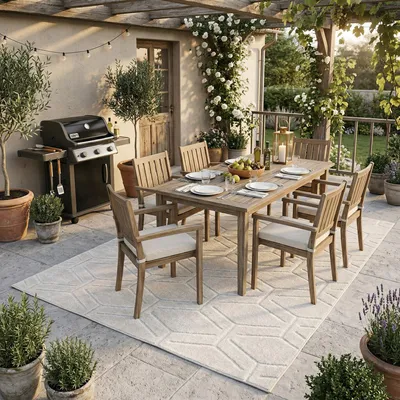 Produktbild von In & Outdoor Teppich Flachgewebe Classy Creme Rauten, Größe:120x170 cm