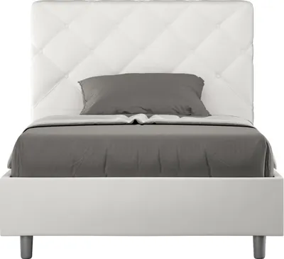 Produktbild von ITYHOME - Gepolstertes Bett mit Bettkasten 120x200 mit Kunstlederbezug Weiß Priya