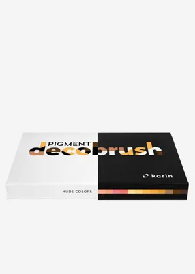 Produktbild von karin Pigment Decobrush, Braun, Ocker, Orange, Pfirsich, Pink, Rose, Sepia, Gelb, Mehrfarbig, 12 Farben, Rund, Junge/Mädchen, Box