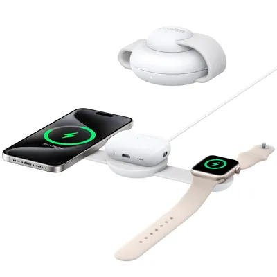 Produktbild von Anker MagGo Kabellose Ladestation (3-in-1, Faltbares Ladepad) Weiß