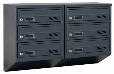 Immagine prodotto di Cassette postali condominiali GDS antracite RAL 7016, 6 scomparti, profondità 20 cm, montaggio a parete
