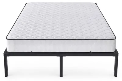 Produktbild von Metallbett 160x200 cm Bettgestell mit Matratze Klappbett Gästebett Lattenrost Schwarz 9 Beine 20 Latten