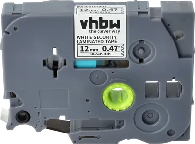 Produktbild von vhbw Schriftband-Kassette kompatibel mit Brother GL H105, 100, 200, H100 Etiketten-Drucker 8m x 12mm Schwarz auf Weiß Sicherheitsband