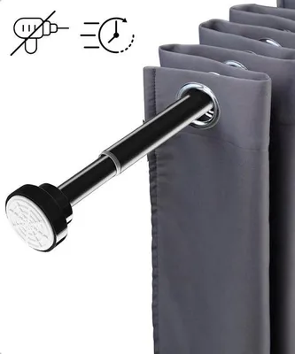 Immagine prodotto di Uniqoos® Barra di sostegno estensibile per tende, colore nero, acciaio inossidabile, diametro 1,9 cm, lunghezza regolabile da 85 a 140 cm, con sistema di auto-tensionamento e estremità antiscivolo