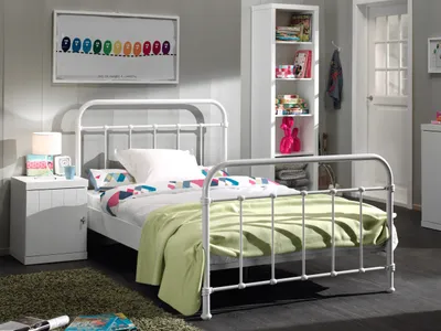 Produktbild von Vipack Metallbett New York Liegefläche 120 x 200 cm - Farbe: Weiß, Maße: 125 cm x 110 cm x 210 cm; NYBE1214