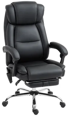 Produktbild von Bürostuhl Ergonomisch mit Massagefunktion Schreibtischstuhl mit Fußstütze, Kunstleder Schwarz
